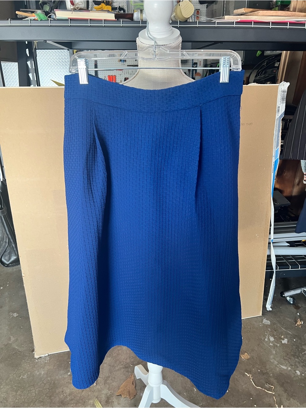 New York & Company Textured Royal Blue Midi Skirt